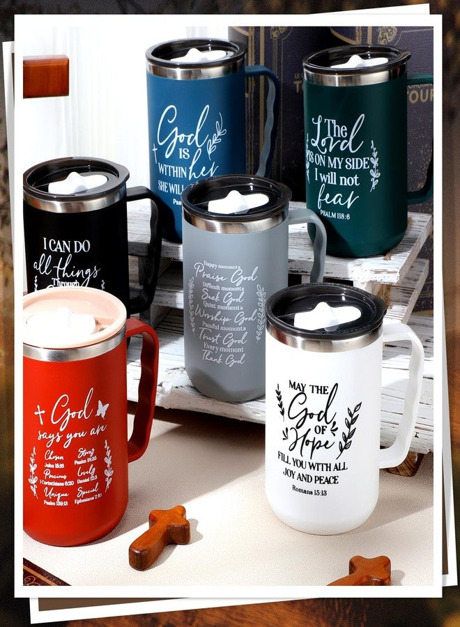 Nitial 6 Pcs 17 oz Christian Coffee Mugs with Lid and Straw Religious Bible Verse Christian Gifts Insulated Inspirational Bible Affirmations Tumbler for Friend Men Women Favor (Multicolor) - Image 4